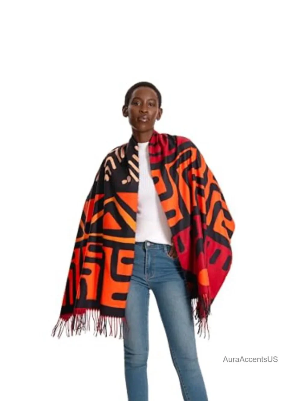 Cashmere Viscose Reversible Shawl Wrap Oversized Winter Scarf